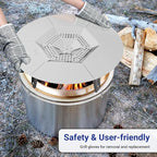 Heat Deflector Fit for Solo Stove Ranger 15", 304 Stainless Steel Heat Diffuser for Ranger Fire Pit with Grill Gloves & Fix Hoop, Capture and Redirect Warmth, Camping Accessory