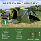 TIMBER RIDGE 5-9 Person SUV Tent with Screen Porch and Awning for Family Camping, Weather Resistant and Portable Van or Car Tent, Includes Rainfly and Storage Bag, 13' W X 10' L X 7.1' H