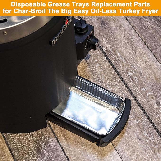 BBQ-PLUS Aluminum Drip Pans for Char-Broil 9328812P06 2425514W12 Accessories, Disposable Foil Drip Pan Liners Replacement Parts for Char-Broil Big Easy Oil-Less Turkey Fryer, 15 Packs