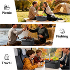ALLCAMP Picnic Basket - 2 Ice Box Included 32L Insulated Cooler, Thickening Foldable Picnic Basket with Removable Baskets & Sewn-in Frame, Basket for House Warming Gifts New Home(Smoke Gray)