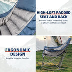 Oversized Rocking Camping Chair for Adults - 400lbs Capacity Padded Camp Chair with Cup Holder, Portable Foldable Outdoor Rocker Chair for Camping, Backyard, Patio (Blue & Gray)
