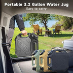 ASIEIT 3.2 Gallon Water Jug with Spigot, Portable Water Tank BPA Free, Leak-Proof Water Containers for Camping Water Storage Containers for Emergency Outdoor Hiking Picnic, Green/Black/Yellow