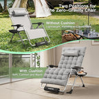 Amopatio Oversized Zero Gravity Padded Chair w/Removable Cushion&Headrest, XXL 33In Reclining Camping Lounge Chair Upgraded Lock and Footrest, Folding Patio Recliner for Indoor Outdoor, Grey