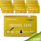 Fresnel Lens 4X Magnifier Pocket Wallet Credit Card Size • Ruler - Unbreakable Plastic for Home Office Classroom & Outdoor EDC Survival Kit Bushcraft (10 pack Ruler/Magnifier - Yellow)