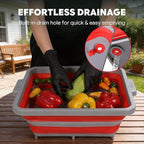 9-IN-1 Collapsible BBQ Prep Tub with Cutting Board, Portable Grill Prep Station with Side Brackets, Lids, Knives, Meat Claws and Drain Rack, Space-Saving for Kitchen, RV, Camping, Red
