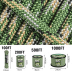Paracord Rope 750 - Parachute para Cord 4mm 11 Strand Spool Rope Utility Nylon String for Outdoor Camping Survival Utility Tent Crafting DIY Projects - Camo Green 1000ft