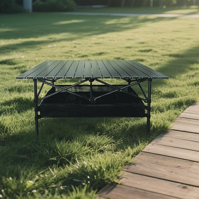 Black Foldable Camping Table, Portable Aluminum Folding Table That Fold Up Lightweight, Outdoor Beach Grill Table for BBQ, Backyard, Party, Patio, Picnic