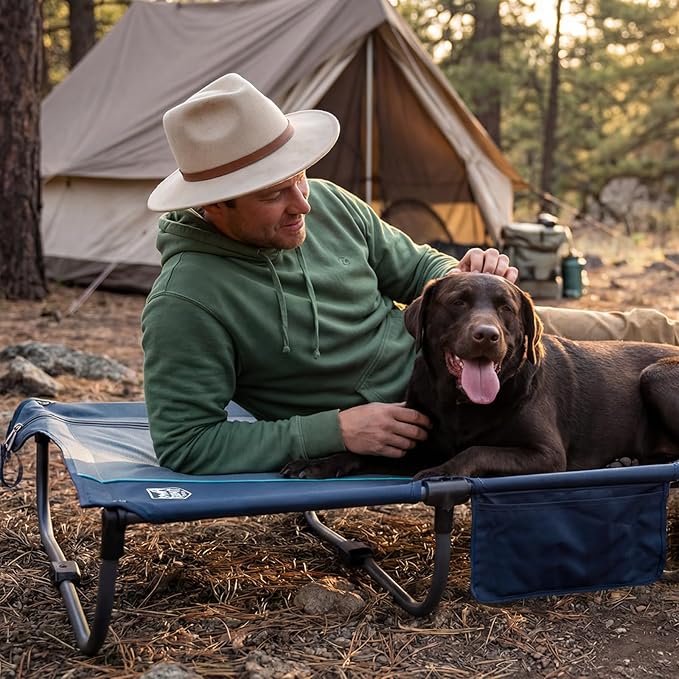 TIMBER RIDGE 20-Second Quick Set-Up Camping Cot, Lightweight Aluminum Folding Cot with Zipper Closure, Portable Carry Bag Included for Camping, Travel and Outdoors, Support up to 225lbs, Blue