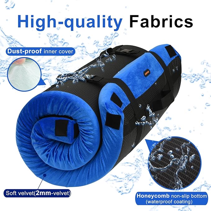 Memory Foam Camping Mattress pad, Sleeping Mat for Adults with Non-Slip Bottom, Portable Roll Up Mattress, Cot Pad for Car Camping(Twin XL, Blue)