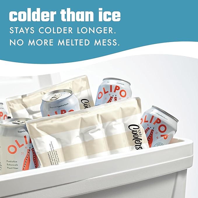 Cool Coolers Reusable XL Soft Ice Packs for Coolers, Long-Lasting Lunch Box Ice Pack, High Performance Quick Freeze, 2Pk, Taupe Stripe