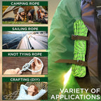 TECEUM Rope – 90 Feet x 1/4 Inch (7mm) – Green Gray – Strong All-Purpose Utility Rope – Camping, Crafting, Flag Pole, Indoor & Outdoor – Polypropylene Nylon Poly Lightweight Diamond Braided Cord