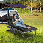 LILYPELLE Folding Outside Chaise Lounge Chair with Mattress, 5 Position Adjustable Patio Folding Lounge Chair Reclining Chairs Perfect for Sunbathing, Camping, Pool, Beach, Patio