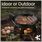 Bakken Cast Iron Skillet Set, 10" & 12" Pre-Seasoned Frying Pans with Even Heat Retention, Versatile for Stove, Oven, Grill & Campfire, Easy-Grip Handles, Hand Wash Only, 4.41 lbs & 6.61 lbs