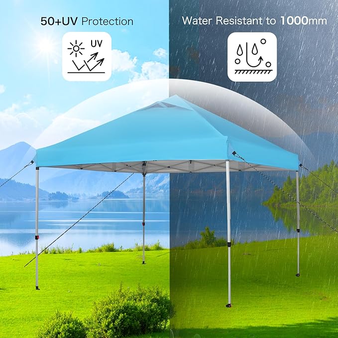 10x10 Canopy Replacement Top with Air Vent, Pop Up Canopy Replacement for Straight Leg Canopy Tent, Canopy Replacement Cover UV Resistant Waterproof for Garden Patio Camping (Top Only)(SkyBlue)