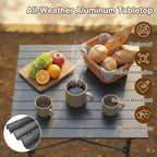 Giantex Folding Roll-up Camping Table, Outdoor Lightweight Aluminium Table for 4, Portable Square Table with Carry Bag for Picnic, Hiking, BBQ, Beach, Tailgating (28"x28"x27.5",Black)