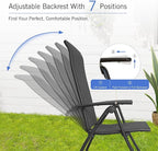 Domi Folding Patio Chairs Set of 2, Aluminium Frame Reclining Sling Lawn Chairs with Adjustable High Backrest, Patio Dining Chairs for Outdoor, Camping,Porch,Balcony(Textilene Fabric)