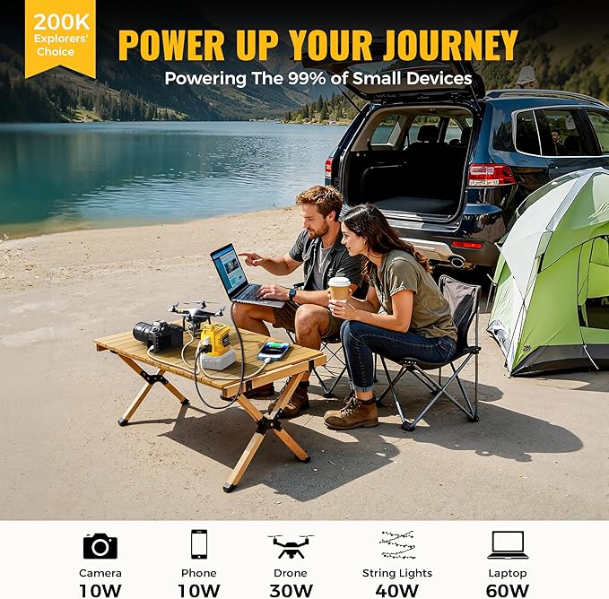 LIVOWALNY 200W Power Inverter Compatible with DeWALT 20V Battery, DC 20V to AC 110-120V Power Station with 1 AC Outlet, 2 USB, 1 Type-C & LED Light, for Camping Power Outage (No Battery)