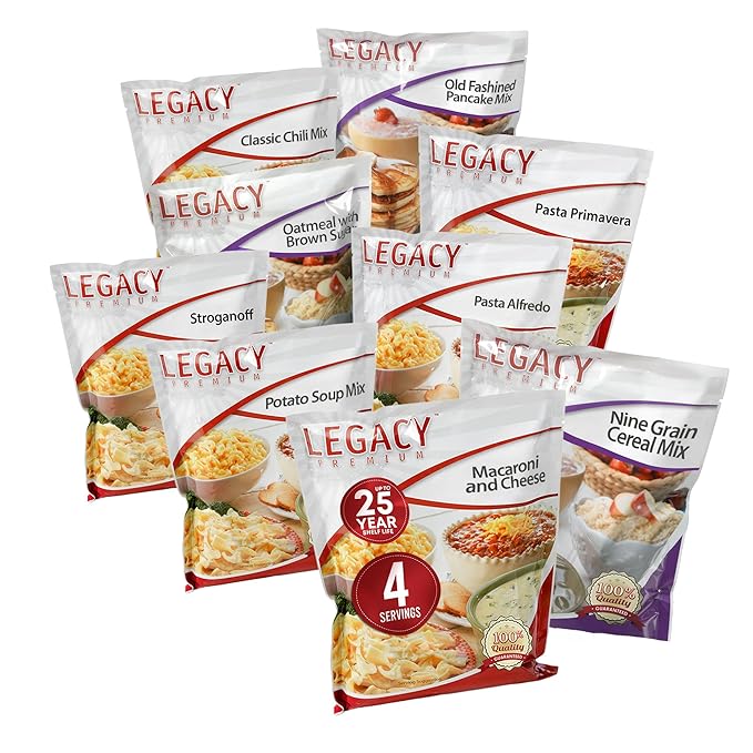 Legacy Food Storage 36 Serving Emergency Food Supply Box, Shelf Stable Breakfast Lunch & Dinner, 14,360 Total Calories, Freeze Dried Survival Meals for MRE Camping, Hiking, Prepping