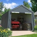 Quictent 10x10FT Large Storage Shed Multi-Use Shelter with Roll-Up Mesh Windows, Heavy Duty Portable Garage for Motorcycle, ATV, Riding Mower Waterproof Storage Tent with Reinforced Frame, Dark Gray