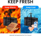 NZ home Insulated Bags for Food Delivery (2XL) Grocery Shopping Cooler Bag, Pizza Delivery, Hot & Cold Catering Tote, Reusable, Foldable & Heavy Duty (Orange)