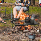 REDCAMP Folding Campfire Grill, Heavy Duty Steel Mesh Grate, 23.6" Portable Camping Grates Over Fire Pit, Campfire Cook Equipment with Legs Carrying Bag, Grilling Rack for Outdoor Open Flame Cooking