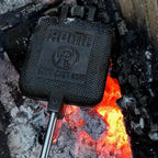 ROME Square Cast Iron Pie Iron Sandwich Cooker For Campfire Fire Pit and BBQ Use, Original Iconic Design, 28" Long With Steel Rods and Wood Handles #1705