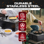Chef Master Butane Stove Cover - Universal Fit for Any Standard Size - Premium Black Steel Collapsible Camp Wind Guard - Camping Windscreen & Grill Wind Blocker Panel - Outdoor Cooking Accessory 90278