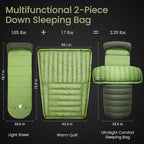 ATEPA Down Sleeping Bag for Adults, Recycled Ultralight 35°F 40°F 45°F 50°F 650FP / 700FP 3 Season Compact Sleeping Bags with Compression Sack for Backpacking Camping Hiking, Can Be Attached to Pad