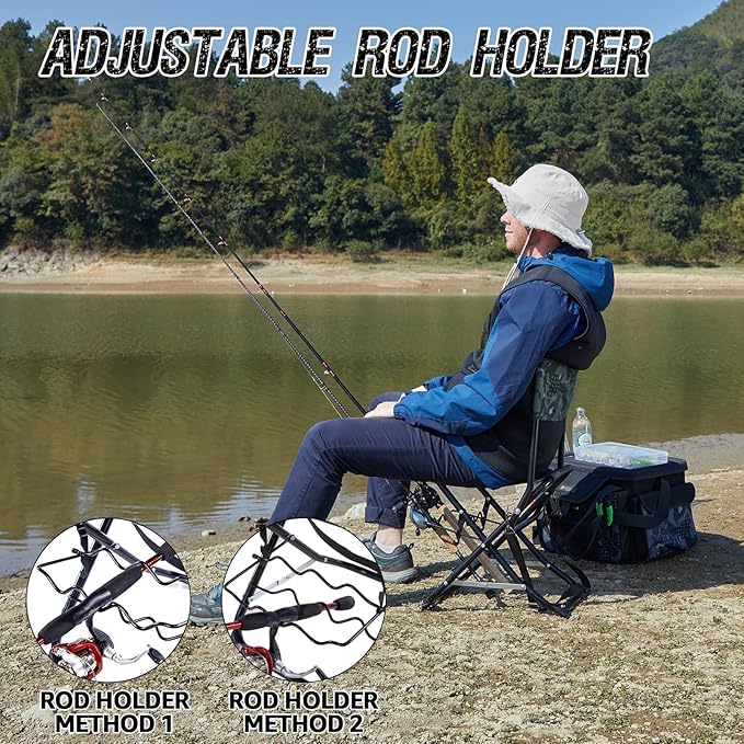 X Strike Portable Fishing Chairs Outdoor Folding Stool for Adults Portable Camping Chair for Ice Fishing,Hunting,Lawn,Patio,Garden,300LBS.