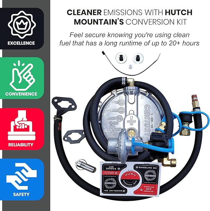 Hutch Mountain Generator Propane Conversion Kit Honda EU3000is- Tri-Fuel Conversion for Propane, Gasoline & Natural Gas - Portable Generator Backup Kit for Home Emergencies, Camping, and RVs