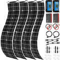 800 Watt Solar Panel Kit, 4×200 Watt Flexible Solar Power Panel Photovoltaic Module with 40A Solar Charge Controller & Inverter Monocrystalline Solar Panel for Camping Off Grid Battery Charging Boat