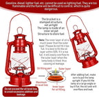 2 Pcs Hurricane Lantern 10 Inch Original Oil Burning Lantern Vintage Hanging Oil Lamp Outdoor Indoor Decorative Kerosene Fuel Lanterns for Camping Home Patio(Red)