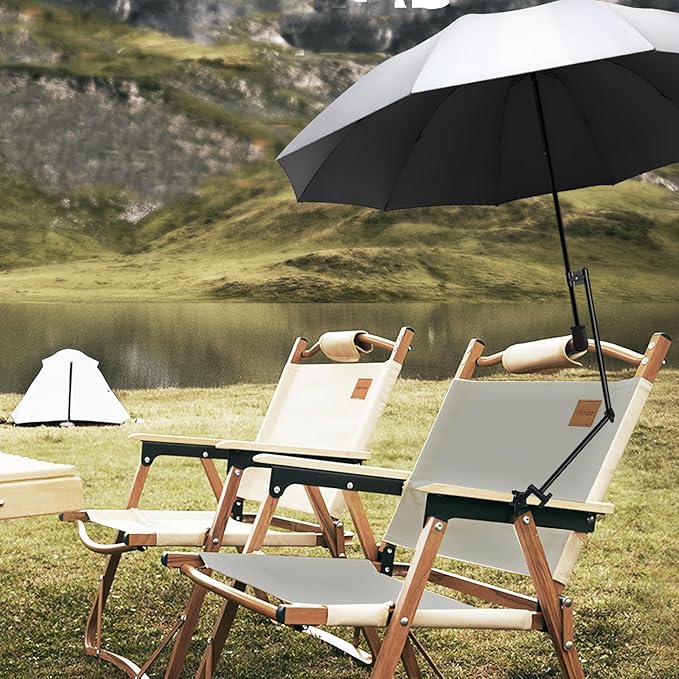 UPF 50+ UV Protection Beach Umbrella with Adjustable Universal Clamp