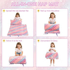 Toddler Nap Mat with Pillow and Blanket, Extra Large Rolled Napping Mats,Slumber Bags for Boys Girls,Kids Sleeping Bag for Daycare, Preschool Travel Camping