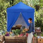 EAGLE PEAK 5x5 Instant Canopy with 4-Side Wall Panels, Small Pop up Portable Canopy Tent with Carry Bag, Light Weight Sun Shelter for Sports, Camping and Beach, Blue