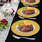 100 Pcs Charger Plates Bulk, 13 Inch Round Charger Plates Set, Table Decoration Dinner Tray for Wedding Party Baby Shower (Gold)