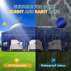 Hoteel 10x30 Pop Up Canopy Tent Heavy Duty with 8 Sidewalls, Waterproof Party Tent, Easy Set-up Commercial Instant Tents with Hand Bag, Rope & Nail, Hexagonal Leg (1-Year Warranty)