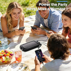 Portable Charger Solar Power Bank 8000mAh with USB-A and USB-C 5V/3A Output Port Black Battery Pack Compatible with iPhone, Samsung, Waterproof Emergency LED Flashlights Perfect for Camping, Hiking