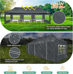 COBIZI 10x30 Heavy Duty Party Tent, Commercial 10x30 pop up Canopy for Parties Waterproof Gazebos with 8 Sidewalls, All Season Wind & Waterproof UPF50+,Stable Thickened Frame, Gray
