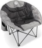Northroad Folding Compact Camping Moon Chair, Outdoor Padded Saucer Round Chair w/Cup Holder Supports up to 300 lbs for Beach Hiking Fishing Picnic Lawn,Black
