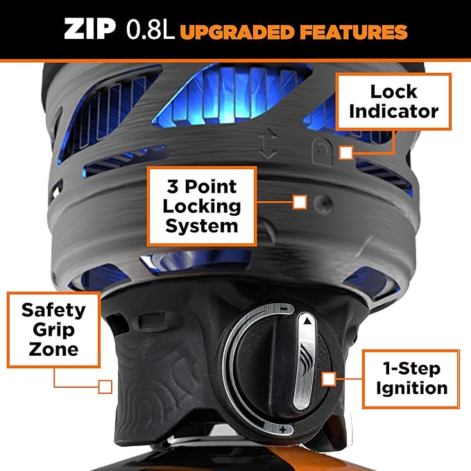 Jetboil Zip 0.8L Portable Fast Boil Stove with Easy-Turn Knob Igniter for Backpacking and Camping, Propane/Isobutane Burner