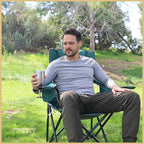 ARROWHEAD OUTDOOR Deluxe Folding Camp Chair – 550lb Capacity Heavy-Duty Quad Chair with Integrated Cooler, Headrest, and Dual Cup Holders.