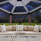 COBIZI 12x12FT Pop Up Gazebo Screen Tent Screen House for Camping, Screen Room with Mosquito Netting, Hub Tent Instant Screened Canopy with Carrying Bag and Ground Stakes, Brown