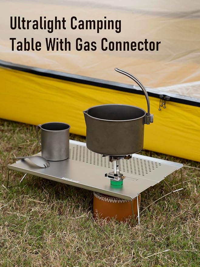 WildCall Mini Solo Folding Table with Gas Connector Ultralight Compact with Carry Bag for Backpacking, Camping, Hiking, Beach