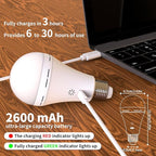 E26 Rechargeable Light Bulbs with Remote Control, 2600mAh Battery Operated Light Bulb with Hook, 3000K-6500K，40W Equivalent, 3 Timer, for Sconces Lamps Without Power, Camping, Emergency 2 Pack