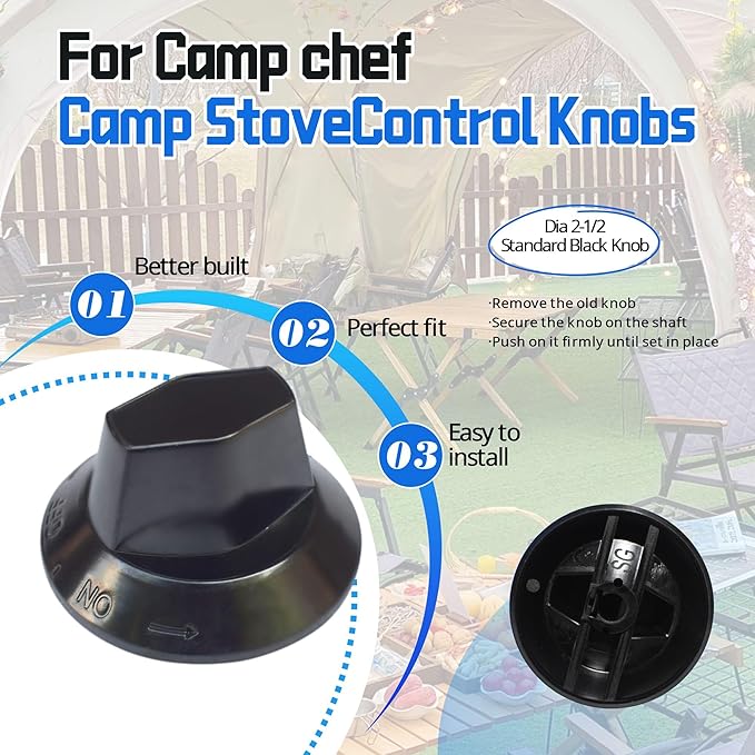 Stove Knobs Replacement Compatible with Camp Chef 1 2 3 Burner Stoves Grills 4 Pack