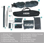 Kakadu Outback Shower Tent, Portable Privacy Shelter, Outdoor Camping Toilet Tent, Changing Room, Sturdy, Easy Setup - with LED Light, Carry Bag, Towel Rod