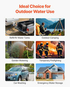 VEVOR Water Storage Bladder, 63.4 Gal Collapsible Water Storage Bag, Wear-Resistant 1000D PVC Soft Waters Bag, Leakproof Camping Tank Containers for Garden Irrigation RV Emergency Use, Black
