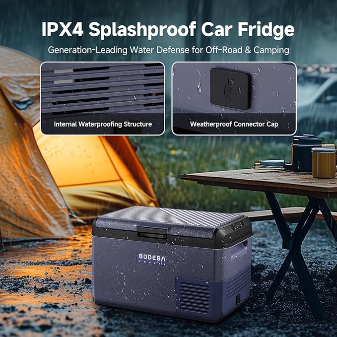 BODEGA 12 volt Car Refrigerator -32 QT Portable Freezer IPX4 Waterproof Car Fridge Electric Cooler Ultra-Quiet for Truck Van Camping Travel 12/24V DC 110~240 Volt AC,-4℉~68℉