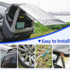 SUV Tailgate Tent with Poles &Three Sides Awning Shade & Transmittance Mosquito Net, Hatchback Camping Sunproof Car Tenting, Universal SUV Windproof Camping Gear Tent Outdoor Travel